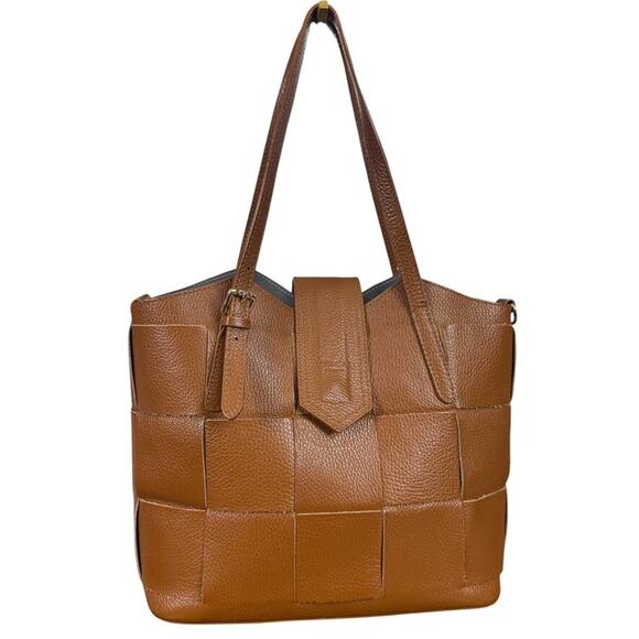 Unica Firenze Handbags - Unica Firenze Borse in Pelle Womens Woven Pebble Leather Satchel Handbag Purse